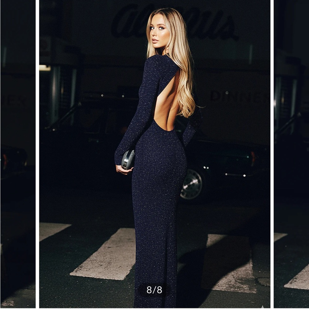Commense NWT Elegant Navy Blue Backless Evening Dress